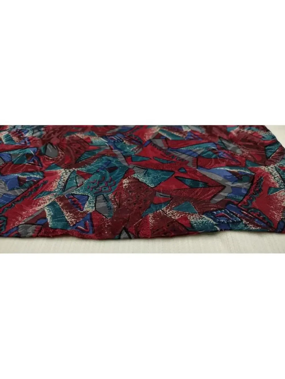 Burgundy Handkerchief 100% Silk 80s colors HANKIE ABSTRACT HAND ROLLED EDGES